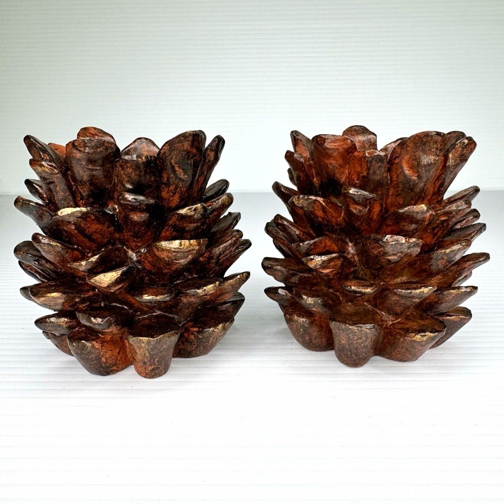 Celebrate It Christmas Pine Cone Votive Candle Holders Brown Set of 2 4"